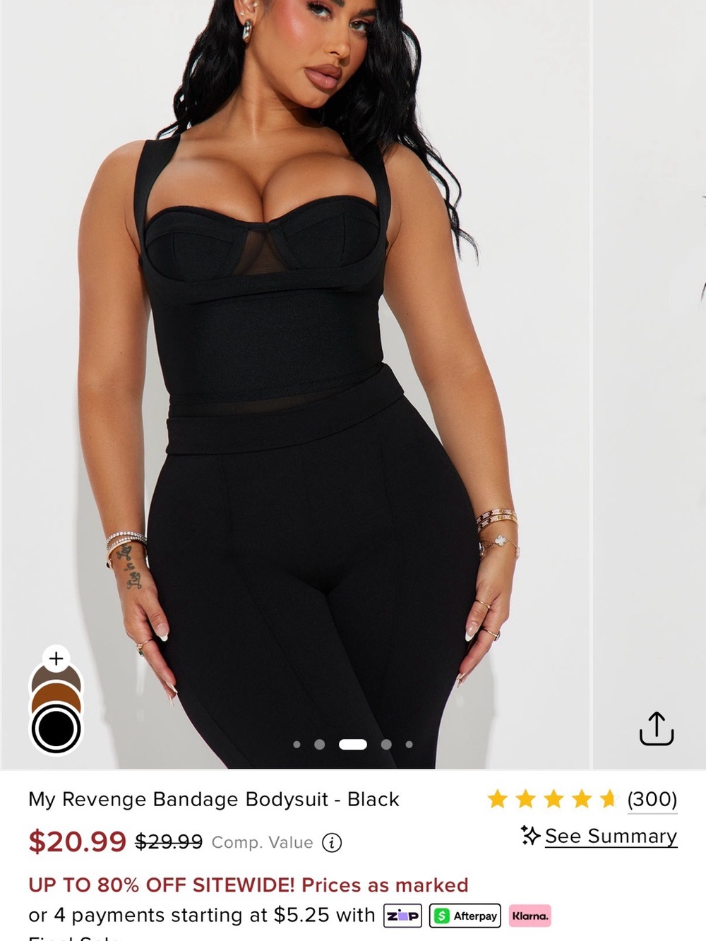 Fashion Nova Black Bandage Bustier Bodysuit